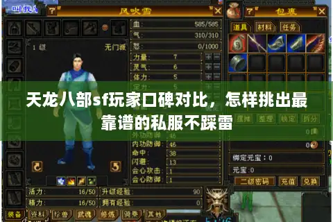 天龙八部sf玩家口碑对比，怎样挑出最靠谱的私服不踩雷