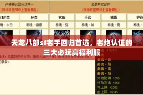 天龙八部sf老手回归首选，老炮认证的三大必玩高福利服