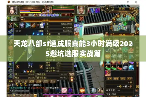 天龙八部sf速成服真能3小时满级2025避坑选服实战篇