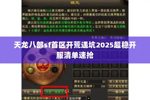 天龙八部sf首区开荒遇坑2025超稳开服清单速抢