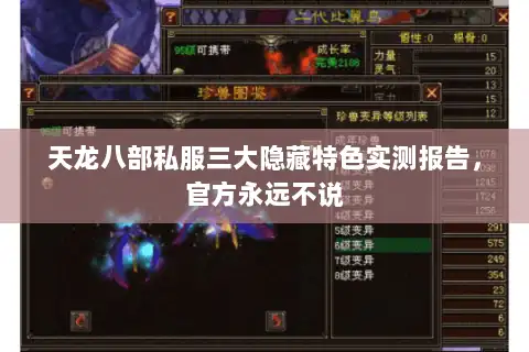 天龙八部私服三大隐藏特色实测报告，官方永远不说