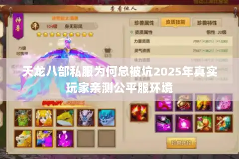 天龙八部私服为何总被坑2025年真实玩家亲测公平服环境