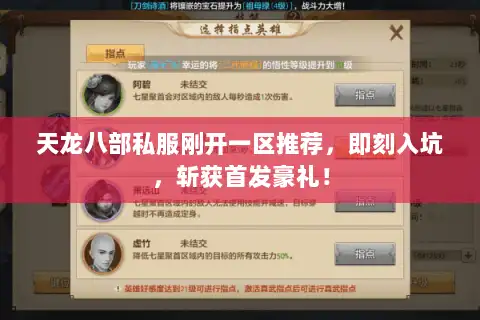 天龙八部私服刚开一区推荐,即刻入坑,斩获首发豪礼! 天龙八部私服刚开一区推荐,即刻入坑,斩获首发豪礼!