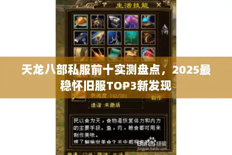 天龙八部私服前十实测盘点,2025最稳怀旧服TOP3新发现 天龙八部私服前十实测盘点,2025最稳怀旧服TOP3新发现