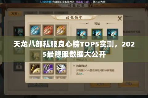 天龙八部私服良心榜TOP5实测，2025最稳服数据大公开