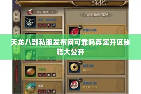 天龙八部私服发布网可靠吗真实开区秘籍大公开