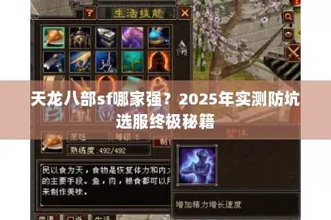 天龙八部sf哪家强？2025年实测防坑选服终极秘籍