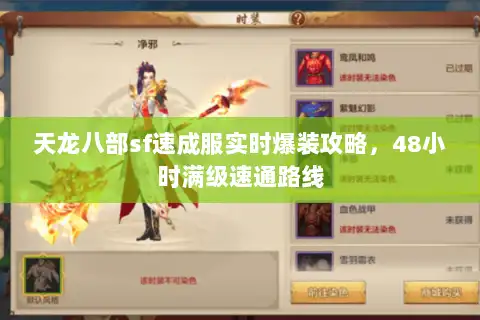 天龙八部sf速成服实时爆装攻略，48小时满级速通路线