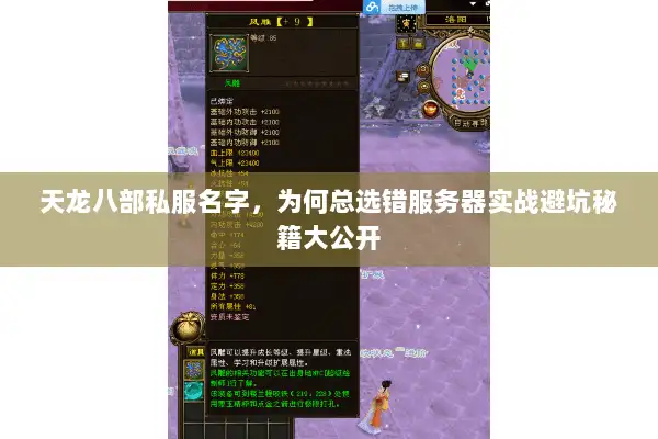 天龙八部私服名字,为何总选错服务器实战避坑秘籍大公开 天龙八部私服名字,为何总选错服务器实战避坑秘籍大公开