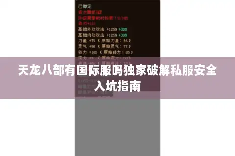 天龙八部有国际服吗独家破解私服安全入坑指南