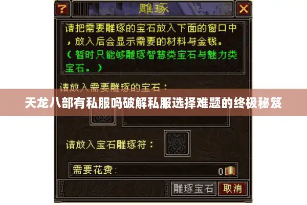天龙八部有私服吗破解私服选择难题的终极秘笈