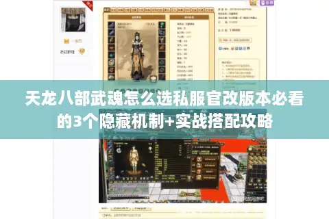 天龙八部武魂怎么选私服官改版本必看的3个隐藏机制+实战搭配攻略