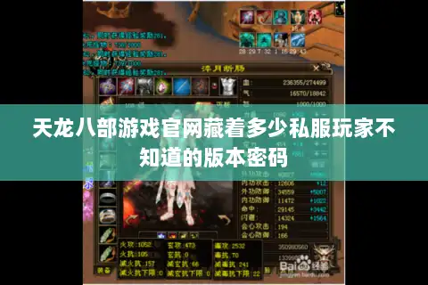 天龙八部游戏官网藏着多少私服玩家不知道的版本密码