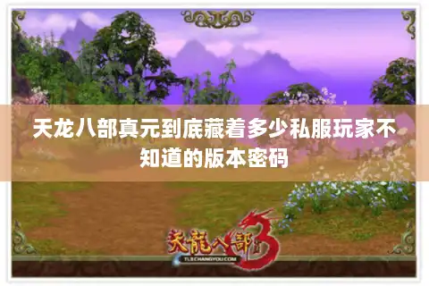 天龙八部真元到底藏着多少私服玩家不知道的版本密码