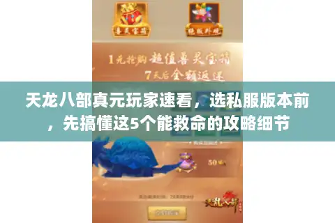 天龙八部真元玩家速看，选私服版本前，先搞懂这5个能救命的攻略细节