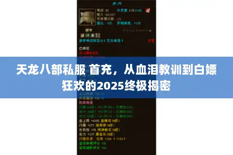 天龙八部私服 首充，从血泪教训到白嫖狂欢的2025终极揭密