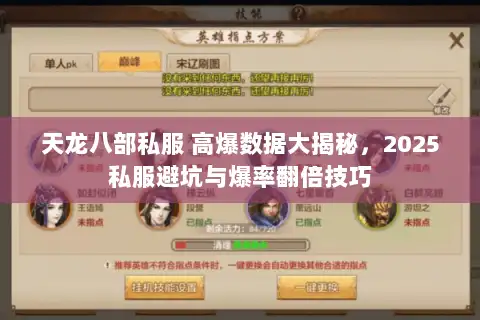 天龙八部私服 高爆数据大揭秘，2025私服避坑与爆率翻倍技巧