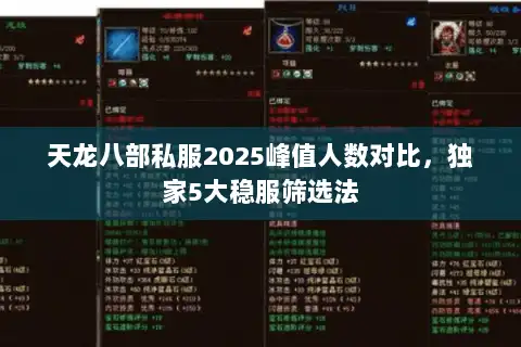 天龙八部私服2025峰值人数对比，独家5大稳服筛选法