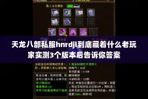 天龙八部私服hnrdjl到底藏着什么老玩家实测3个版本后告诉你答案
