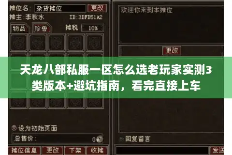 天龙八部私服一区怎么选老玩家实测3类版本+避坑指南，看完直接上车