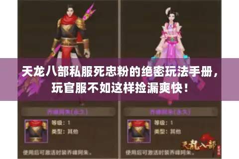 天龙八部私服死忠粉的绝密玩法手册,玩官服不如这样捡漏爽快! 天龙八部私服死忠粉的绝密玩法手册,玩官服不如这样捡漏爽快!