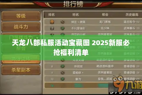 天龙八部私服活动宝藏图 2025新服必抢福利清单
