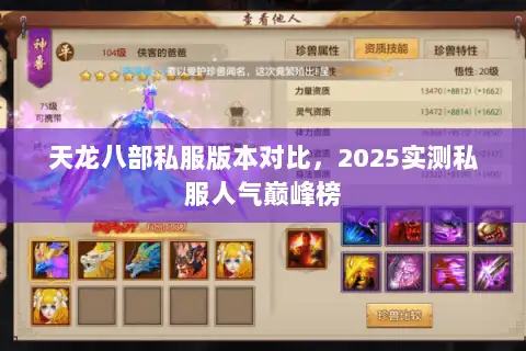 天龙八部私服版本对比，2025实测私服人气巅峰榜
