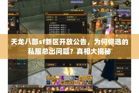 天龙八部sf新区开放公告，为何你选的私服总出问题？真相大揭秘