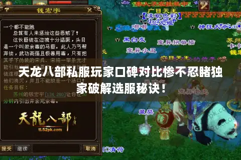 天龙八部私服玩家口碑对比惨不忍睹独家破解选服秘诀！