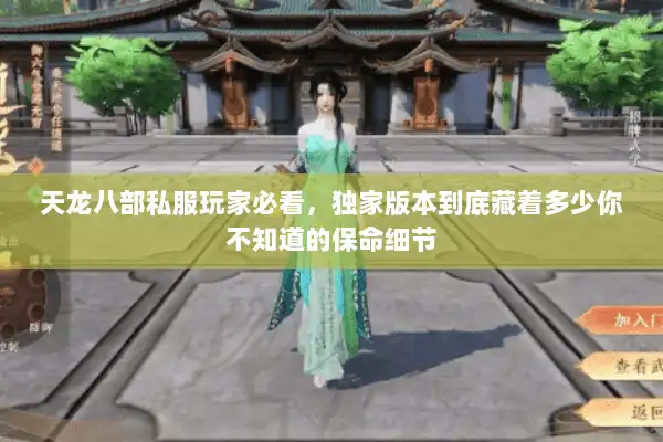 天龙八部私服玩家必看，独家版本到底藏着多少你不知道的保命细节