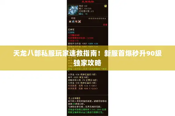 天龙八部私服玩家速救指南！新服首爆秒升90级独家攻略