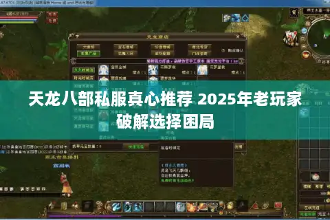 天龙八部私服真心推荐 2025年老玩家破解选择困局