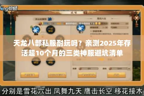 天龙八部私服耐玩吗?亲测2025年存活超10个月的三类神服避坑清单 天龙八部私服耐玩吗?亲测2025年存活超10个月的三类神服避坑清单