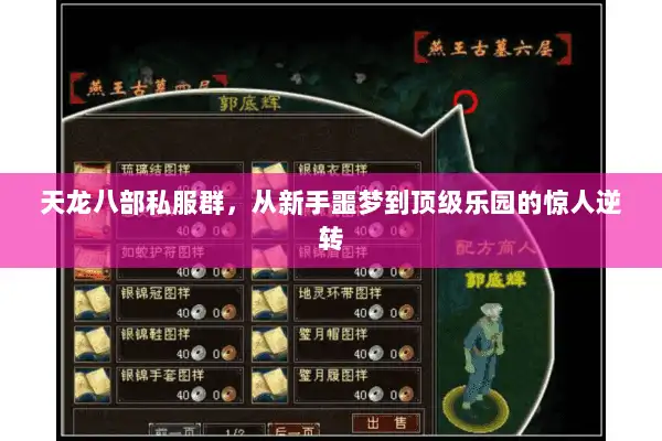 天龙八部私服群,从新手噩梦到顶级乐园的惊人逆转 天龙八部私服群,从新手噩梦到顶级乐园的惊人逆转