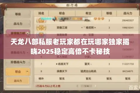 天龙八部私服老玩家都在玩哪家独家揭晓2025稳定高倍不卡秘技