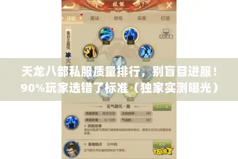 天龙八部私服质量排行，别盲目进服！90%玩家选错了标准（独家实测曝光）
