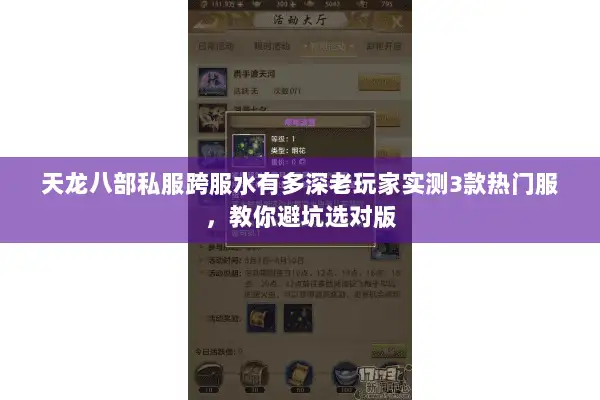 天龙八部私服跨服水有多深老玩家实测3款热门服，教你避坑选对版