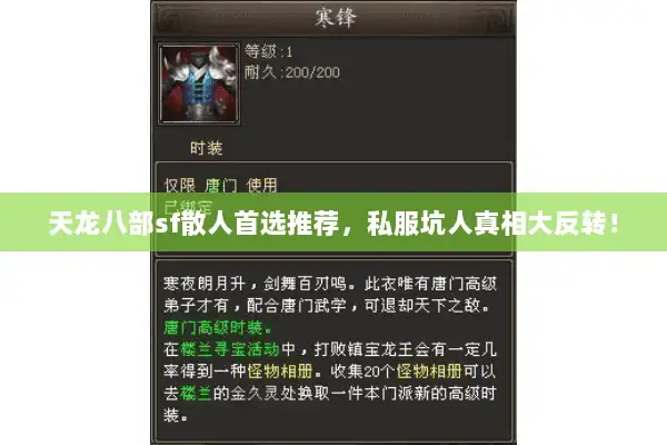 天龙八部sf散人首选推荐，私服坑人真相大反转！
