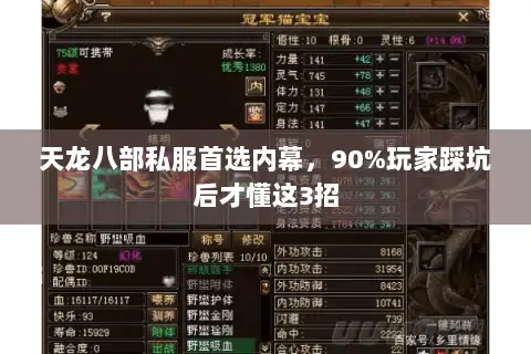 天龙八部私服首选内幕，90%玩家踩坑后才懂这3招