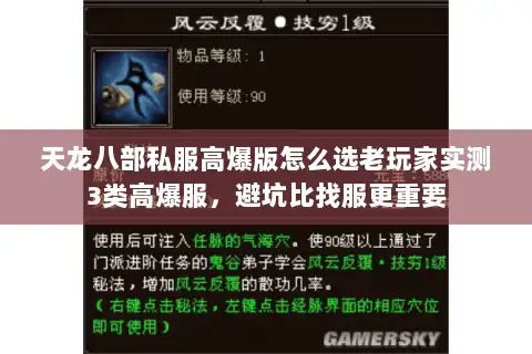 天龙八部私服高爆版怎么选老玩家实测3类高爆服，避坑比找服更重要