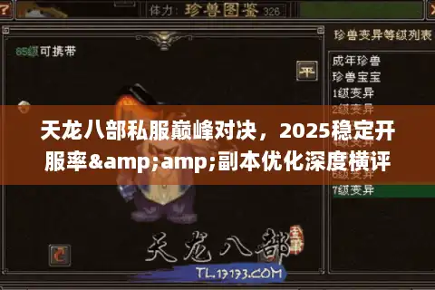 天龙八部私服巅峰对决，2025稳定开服率&amp;副本优化深度横评