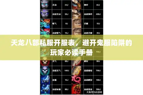天龙八部私服开服表,避开鬼服陷阱的玩家必读手册 天龙八部私服开服表,避开鬼服陷阱的玩家必读手册