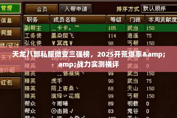 天龙八部私服微变三强榜，2025开荒爆率&amp;战力实测横评