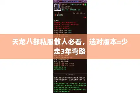 天龙八部私服散人必看,选对版本=少走3年弯路 天龙八部私服散人必看,选对版本=少走3年弯路