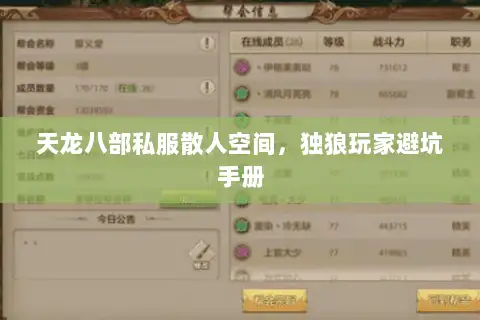 天龙八部私服散人空间,独狼玩家避坑手册 天龙八部私服散人空间,独狼玩家避坑手册
