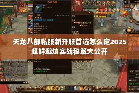 天龙八部私服新开服首选怎么定2025超鲜避坑实战秘笈大公开