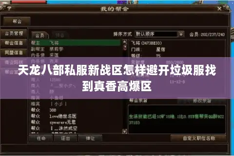 天龙八部私服新战区怎样避开垃圾服找到真香高爆区