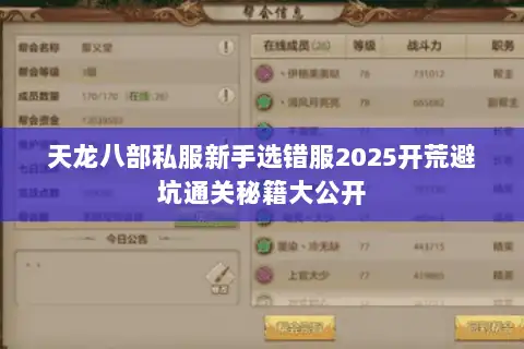 天龙八部私服新手选错服2025开荒避坑通关秘籍大公开 天龙八部私服新手选错服2025开荒避坑通关秘籍大公开