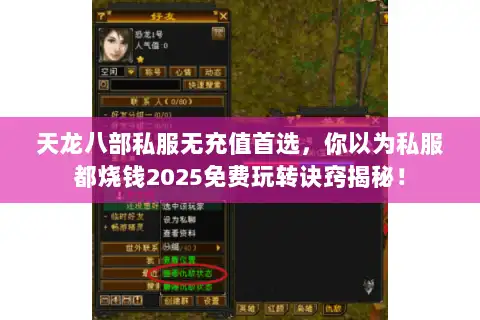天龙八部私服无充值首选，你以为私服都烧钱2025免费玩转诀窍揭秘！