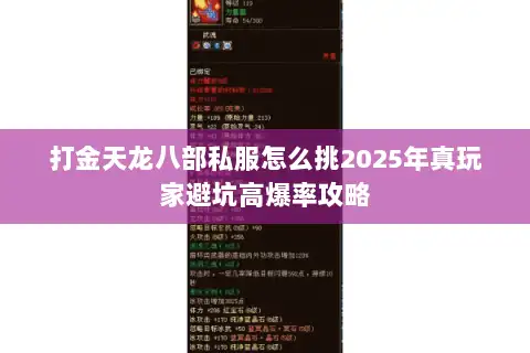 打金天龙八部私服怎么挑2025年真玩家避坑高爆率攻略
